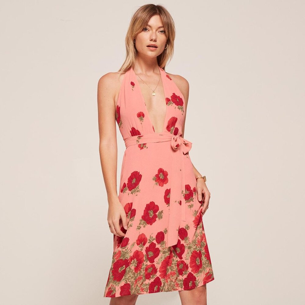 Reformation Pink Floral Dress